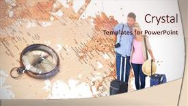  Presentation with compass map - Presentation theme with magnetic field earth - attractive young couple ready background and a lemonade colored foreground