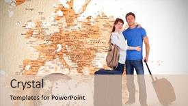  Presentation with happy holiday - Audience pleasing slide set consisting of magnetic field earth - happy couple going on holiday backdrop and a lemonade colored foreground