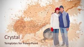  Presentation with north america - Amazing presentation design having magnetic field earth - happy couple in warm clothing backdrop and a lemonade colored foreground