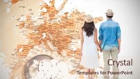  Presentation with compass map - Slide set enhanced with magnetic field earth - happy hipster couple holding hands background and a lemonade colored foreground