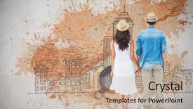  Presentation with holding hands - Presentation theme with magnetic field earth - happy hipster couple holding hands background and a coral colored foreground