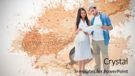  Presentation with compass map - Slide set with magnetic field earth - lost hipster couple looking background and a lemonade colored foreground