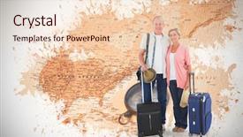  Presentation with older couple - Beautiful slide set featuring magnetic field earth - smiling older couple going backdrop and a lemonade colored foreground