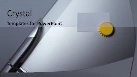  Presentation with refrigerator - Beautiful PPT layouts featuring magnet - blank paper on refrigerator door backdrop and a light blue colored foreground