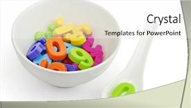  Presentation with knowledge - Colorful slide deck enhanced with background magnetic letters - hungry for knowledge- a concept backdrop and a white colored foreground