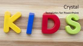  Presentation with footprints kids - Audience pleasing presentation design consisting of kids closeup on wood background backdrop and a soft green colored foreground