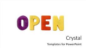  Presentation with letter - Colorful slide set enhanced with background magnetic letters - letter magnets open isolated backdrop and a  colored foreground