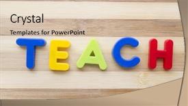  Presentation with teach - Presentation consisting of teach closeup on wood background background and a lemonade colored foreground