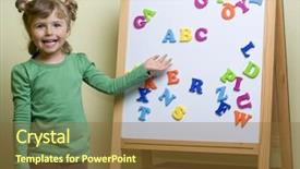  Presentation with magnet - Slide deck featuring colored alphabet on board background and a tawny brown colored foreground