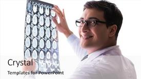  Presentation with computer tomography - Amazing theme having magnetic resonance imaging - young doctor looking at computer backdrop and a white colored foreground