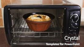  Presentation with food manifacturing - Beautiful PPT theme featuring food in a microwave oven backdrop and a tawny brown colored foreground