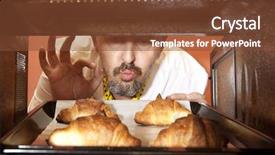  Presentation with cooking chef - Beautiful presentation theme featuring prepares croissant in the oven backdrop and a tawny brown colored foreground