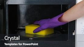  Presentation with cleaning - Theme with sponge cleaning microwave oven background and a wine colored foreground