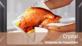  Presentation with turkey - Slide deck enhanced with turkey with potato from oven background and a coral colored foreground