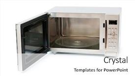  Presentation with farm to table - Colorful PPT layouts enhanced with microwave oven on the table backdrop and a white colored foreground