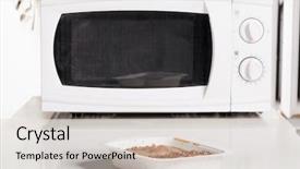  Presentation with frozn food - Audience pleasing presentation theme consisting of microwave oven with portion backdrop and a light gray colored foreground