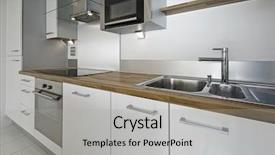  Presentation with kitchen appliance - Presentation with microwave oven - modern kitchen counter with built background and a light gray colored foreground