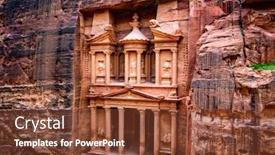  Presentation with facade - Colorful slide set enhanced with magnificant and famous facade in petra jordan the treasury or al khazna backdrop and a tawny brown colored foreground