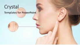  Presentation with aging skin - Audience pleasing theme consisting of magnification - beauty anti-aging and and people backdrop and a lemonade colored foreground