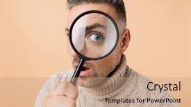  Presentation with looking glass - Amazing PPT layouts having magnification - close up of a shocked backdrop and a coral colored foreground