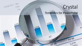  Presentation with data analytics - Presentation design featuring magnification - magnifing glass and documents background and a light blue colored foreground