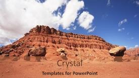  Presentation with sun desert - Presentation theme having magnificent american red desert huge mushroom from red sandstone solar midday sun background and a coral colored foreground