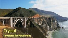  Presentation with rocky - Theme with magnificent bridge on coastal highway background and a tawny brown colored foreground