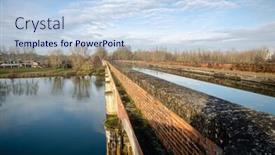  Presentation with canal - Slide deck with magnificent-cacor-canal-bridge background and a sky blue colored foreground