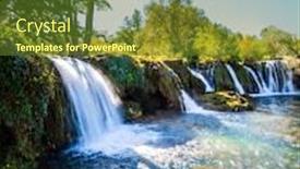  Presentation with waterfalls - Amazing PPT theme having magnificent-cascade-of-waterfalls backdrop and a tawny brown colored foreground