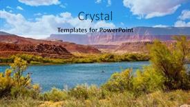  Presentation with boat tourism - Presentation theme consisting of magnificent-colorado-river-and-steep background and a light blue colored foreground
