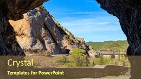  Presentation with water dam - Presentation theme consisting of magnificent-dam-collects-the-water background and a tawny brown colored foreground