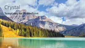  Presentation with forest morning - Colorful PPT theme enhanced with magnificent-emerald-lake-picturesque backdrop and a light blue colored foreground