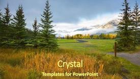  Presentation with fall mountains - Beautiful theme featuring rocky mountains golf course backdrop and a tawny brown colored foreground