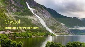  Presentation with waterfall - Theme with magnificent-giant-picturesque-langfossen-waterfall background and a tawny brown colored foreground