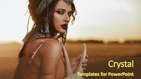  Presentation with fortune teller - Amazing PPT theme having magnificent gypsy fortune teller backdrop and a tawny brown colored foreground