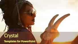  Presentation with fortune teller - Cool new presentation theme with magnificent gypsy fortune teller backdrop and a tawny brown colored foreground