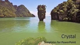  Presentation with seas - Audience pleasing slide deck consisting of magnificent island of james bond island-vase in shallow lagoon of the southern seas thailand backdrop and a yellow colored foreground