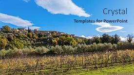  Presentation with tuscany - Slide deck consisting of magnificent-italy-sunny-day background and a light blue colored foreground