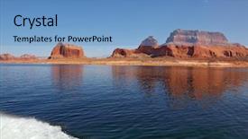  Presentation with water pollution polluted lake - Theme consisting of magnificent lake powell picturesque red background and a teal colored foreground
