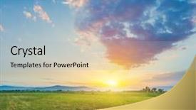  Presentation with armenia - PPT theme with magnificent landscape of meadow on background of beautiful sunset sky with clouds exploring armenia background and a light blue colored foreground