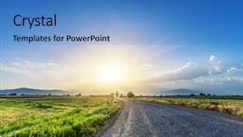  Presentation with road to excellence - Audience pleasing slide deck consisting of magnificent landscape of road backdrop and a teal colored foreground