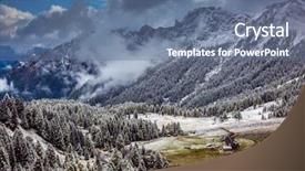  Presentation with forests - Cool new PPT theme with magnificent landscape of the dolomites in the snow evergreen forests in the valley covered with the first snow backdrop and a ocean colored foreground