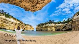  Presentation with tourism australia - Beautiful presentation theme featuring magnificent-little-beach backdrop and a coral colored foreground