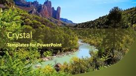  Presentation with rocks - Slide deck consisting of magnificent-mallets-of-riglos background and a tawny brown colored foreground