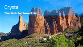  Presentation with rock - Slide set enhanced with magnificent-mallets-of-riglos background and a teal colored foreground