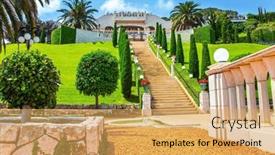  Presentation with marble - PPT theme enhanced with magnificent-marble-staircase-and-garden background and a yellow colored foreground