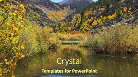  Presentation with mountain water - Colorful PPT theme enhanced with magnificent mountain lake with bright blue water backdrop and a tawny brown colored foreground