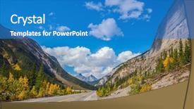  Presentation with banff national park - Beautiful PPT theme featuring magnificent mountains lit afternoon sun backdrop and a  colored foreground