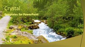  Presentation with mountain stream - Theme enhanced with magnificent-norway-emerald-green background and a tawny brown colored foreground