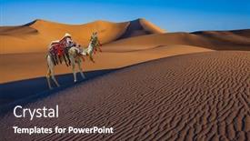  Presentation with light waves - Beautiful presentation design featuring magnificent-one-humped-camel-dromedar backdrop and a tawny brown colored foreground